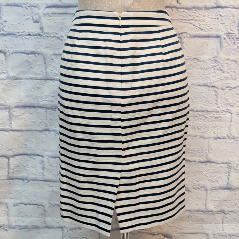 J. Crew Navy & White Striped Pencil Skirt NWOT Size 0